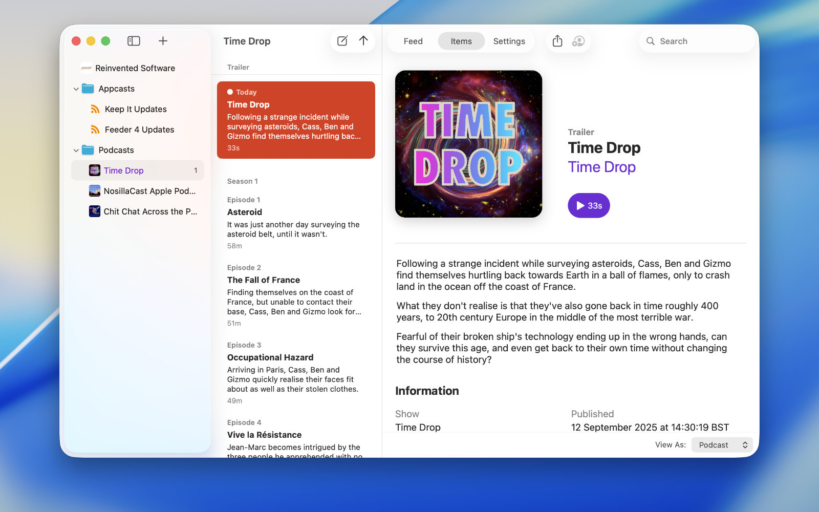 Feeder's main window