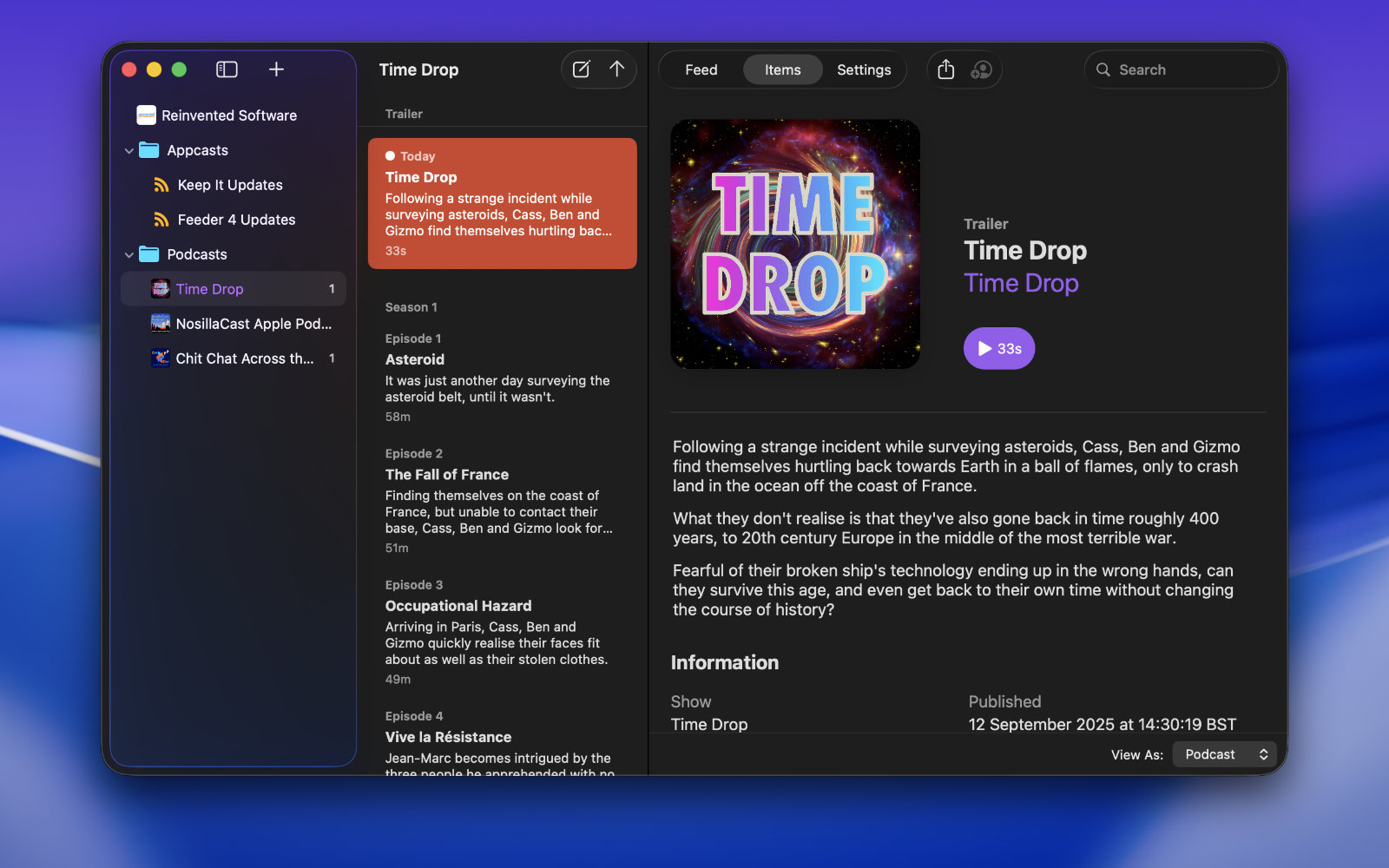 Feeder's main window