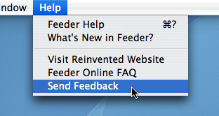Screenshot of Feeder's Send Feedback feature