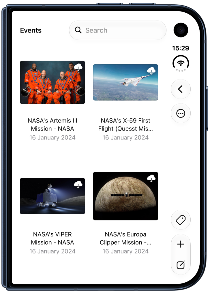 Thumbnails View in Keep It on iPhone Duo Outer Screen
