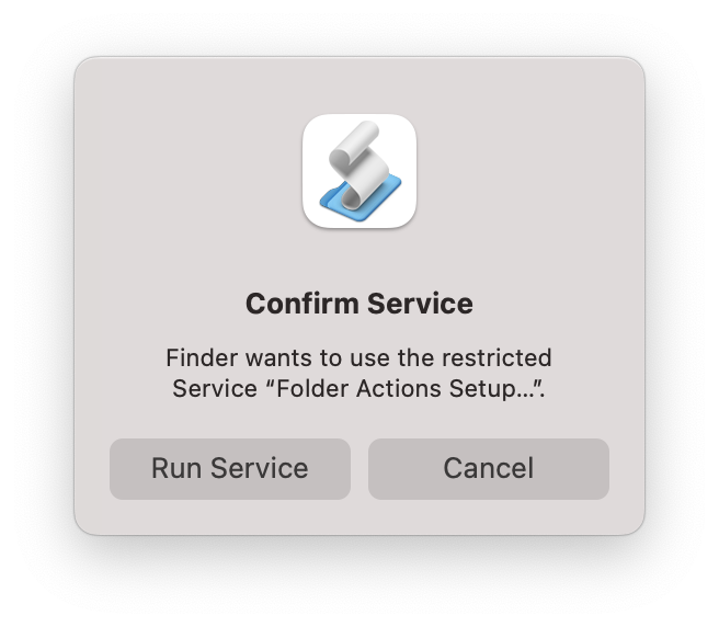 Screenshot of Confirm Service alert